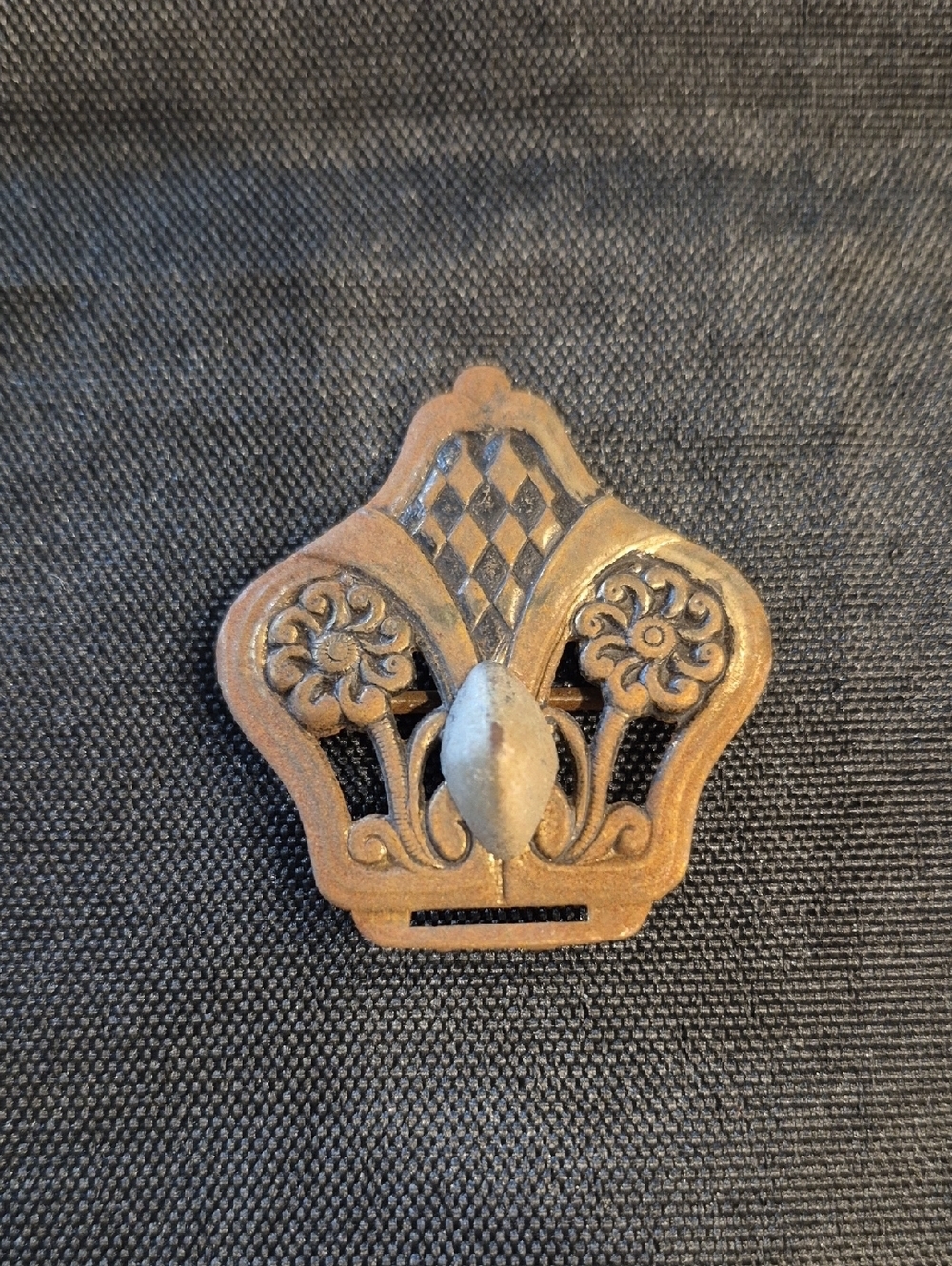 Ornate Metal Strap Slider Or Keeper with Floral Motif - Vintage Style